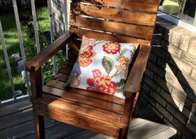 Wooden chair with pillow