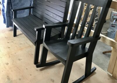 Black chair and bench