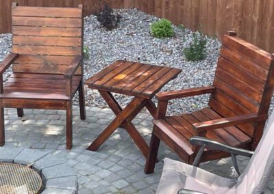 Wooden table and chair